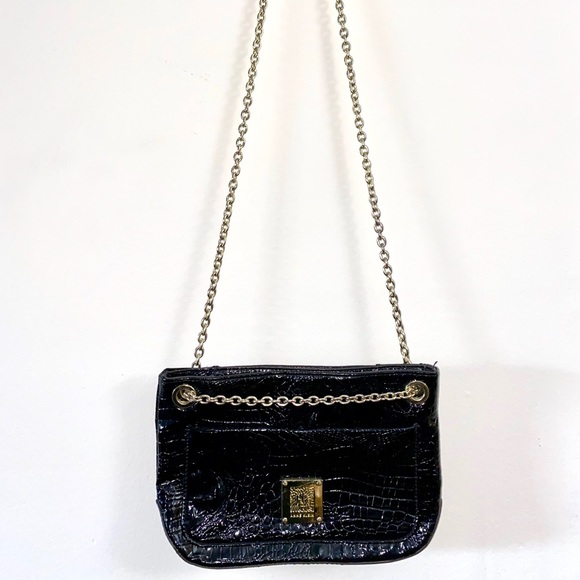 VINTAGE STYLE ANNE KLEIN CROC PATENT CHAIN BAG - Picture 3 of 6